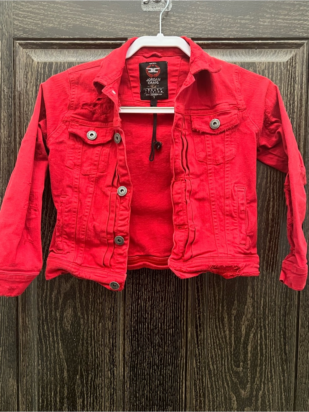 Jordan Craig Kids Red Denim Jacket with Button Front